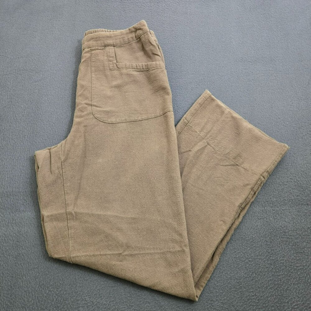 Soft Surroundings Women PXS Brown Relaxed Fit 100% Cotton Wide Leg Lounge Pants